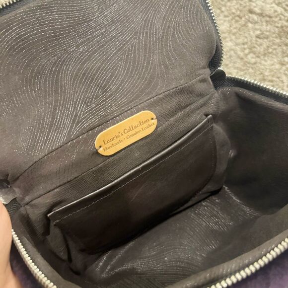 Purple Genuine Shearling Leather Handmade Box Bag/Cosmetics Case/Crossbody Bag - Picture 14 of 14